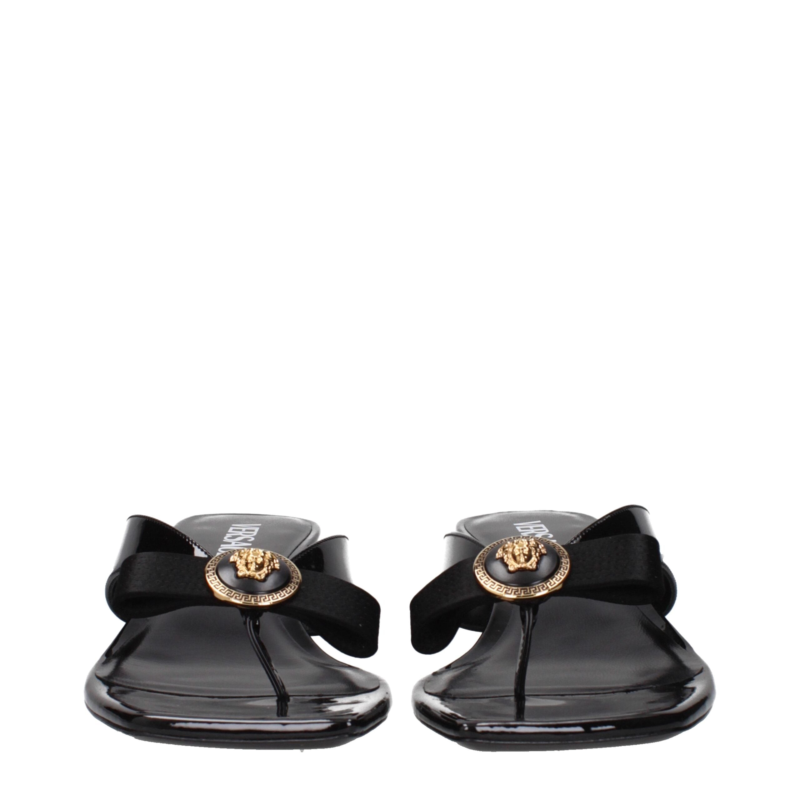 Versace Black Leather Stiletto Heels Sandals Glam Steals