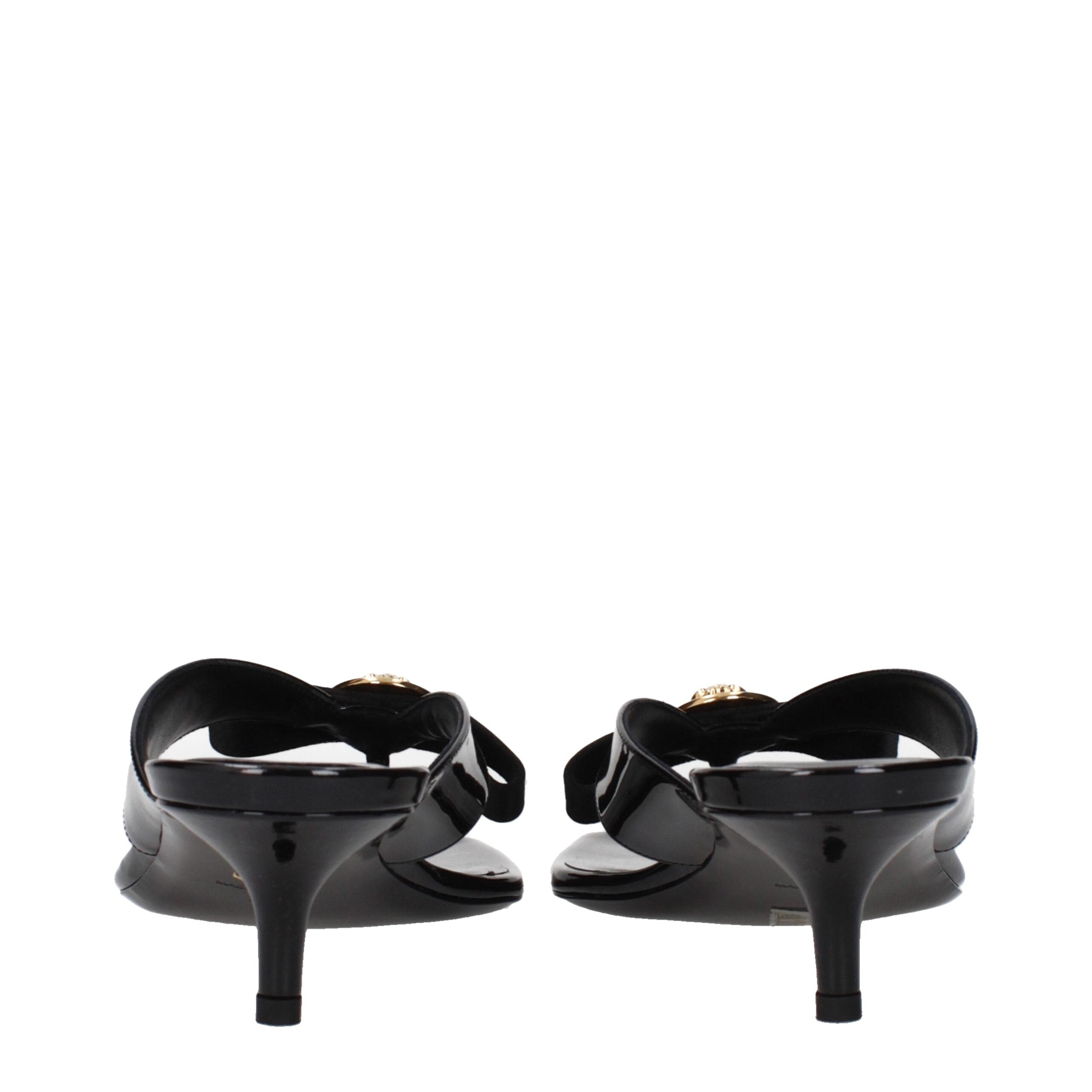 Versace Black Leather Stiletto Heels Sandals Glam Steals