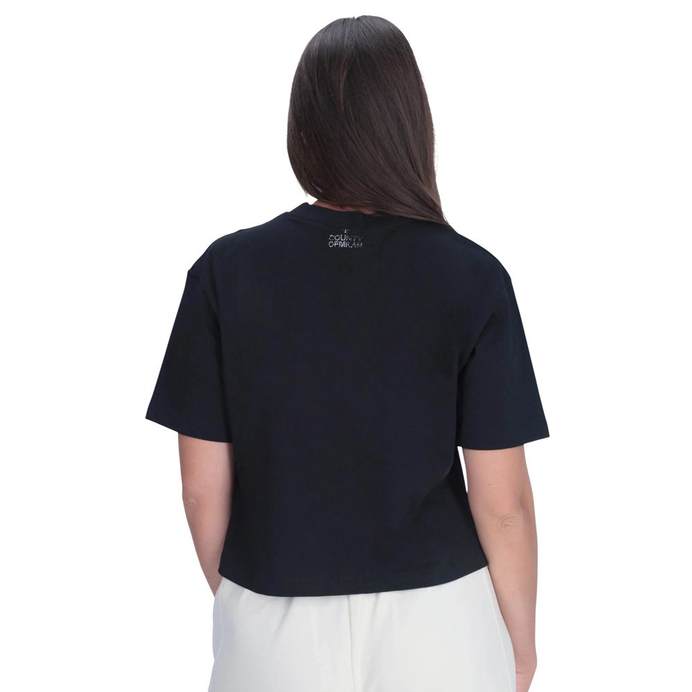 County of Milan Black Cotton T-Shirt Glam Steals