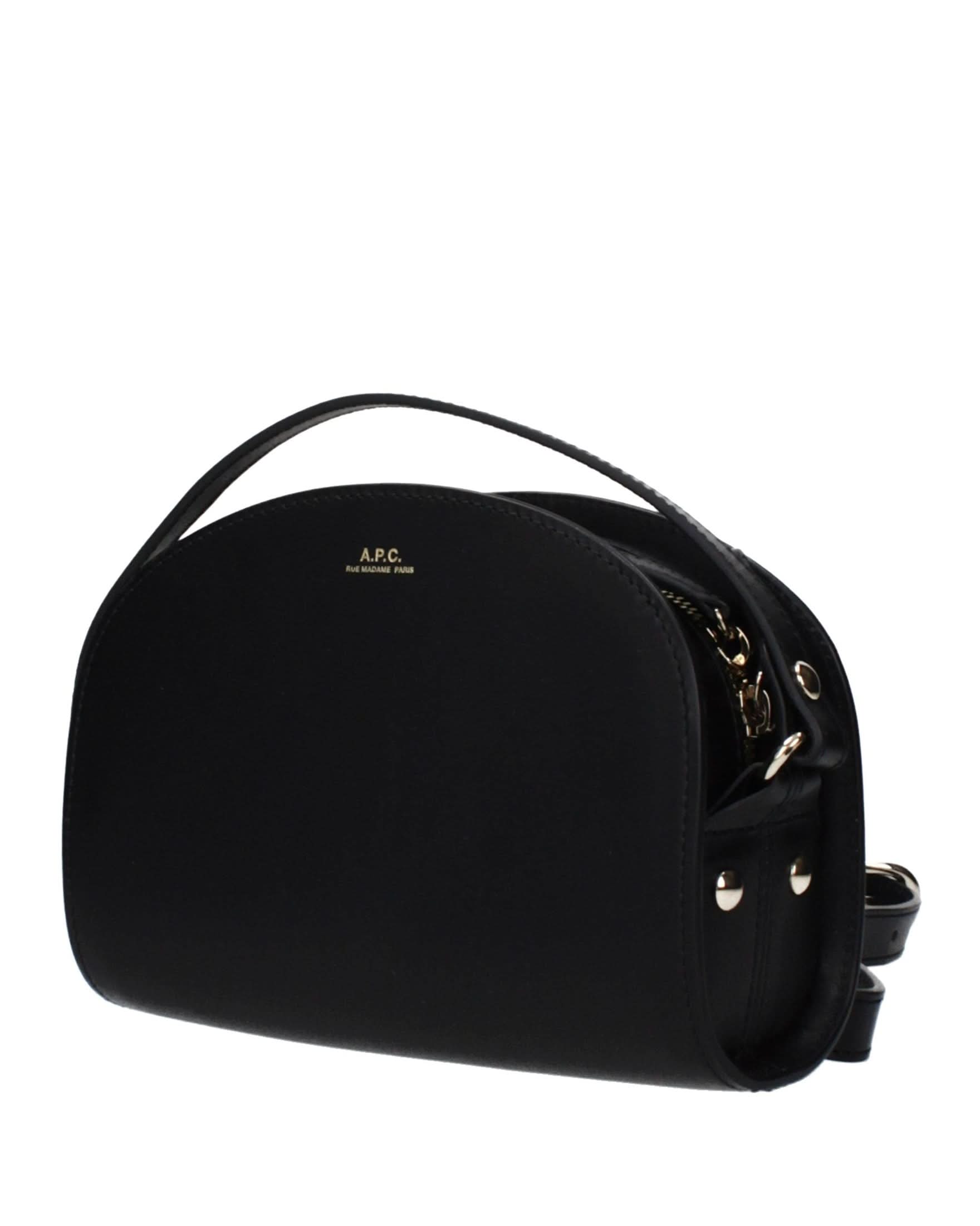A.p.c. Black Leather Apc Crossbody Bag 