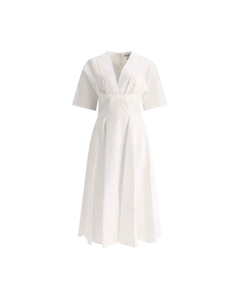 Alaïa White Cotton Casual Dress Glam Steals