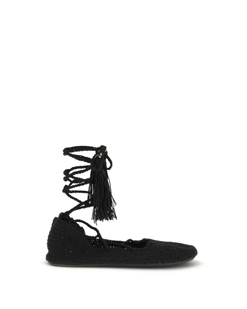 Alanui Black Polyester Recycled Ballet Flats