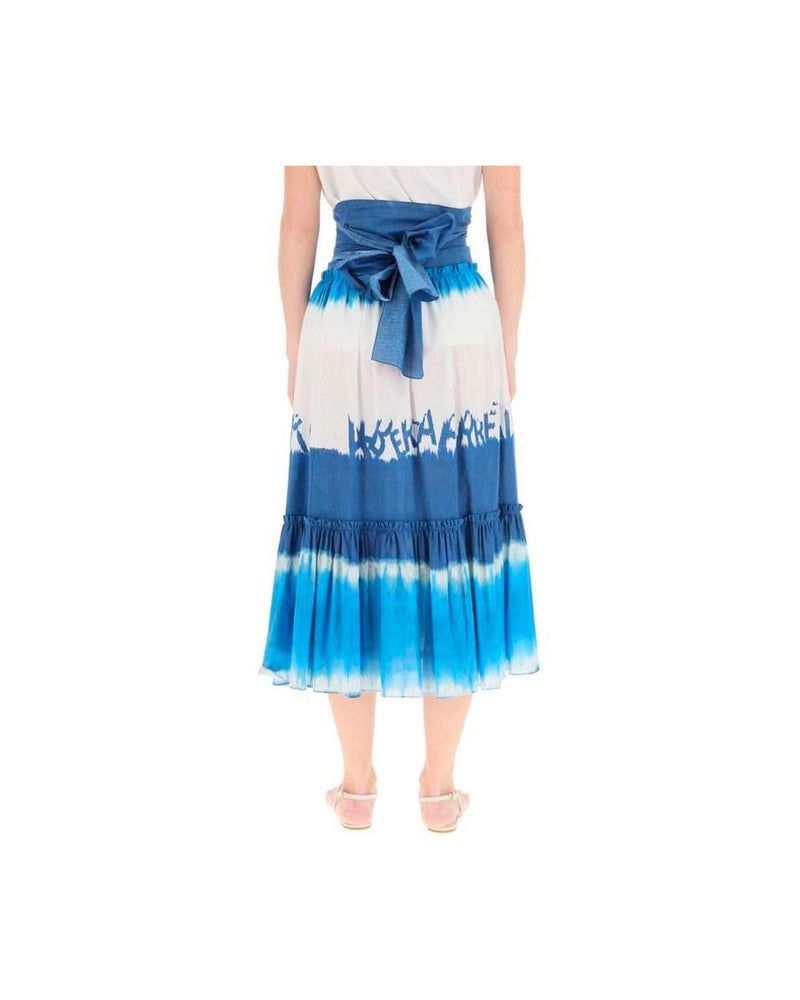 Alberta Ferretti Blue Cotton Midi Skirt Glam Steals
