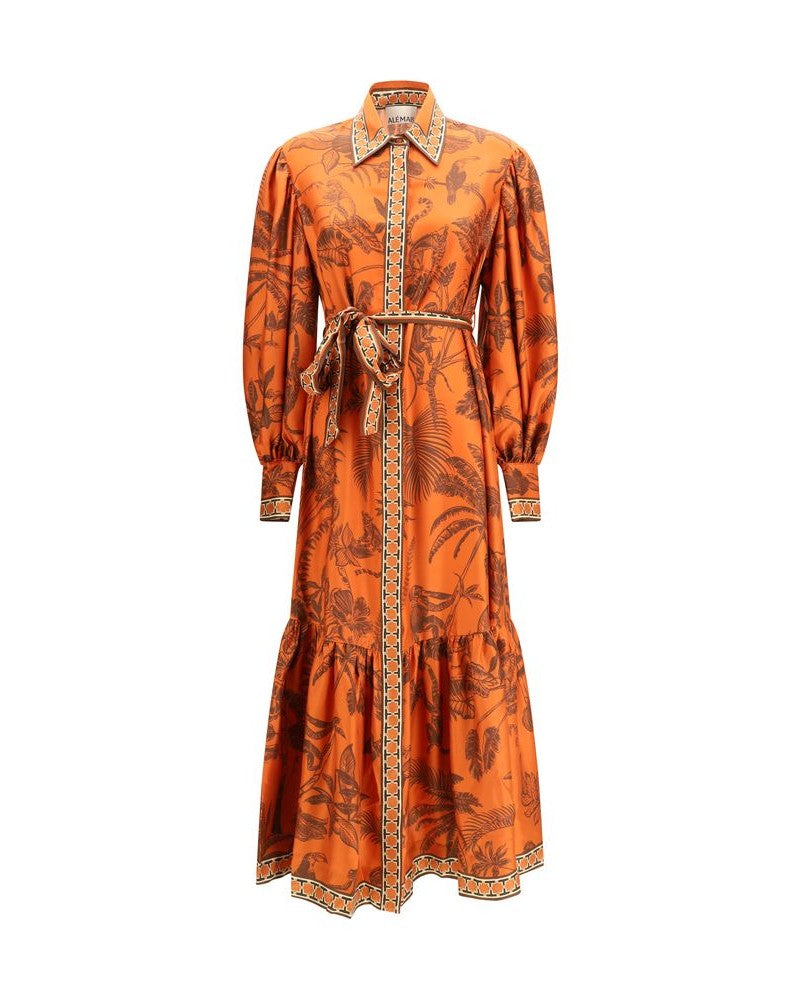 Alemais Orange Silk Dress 