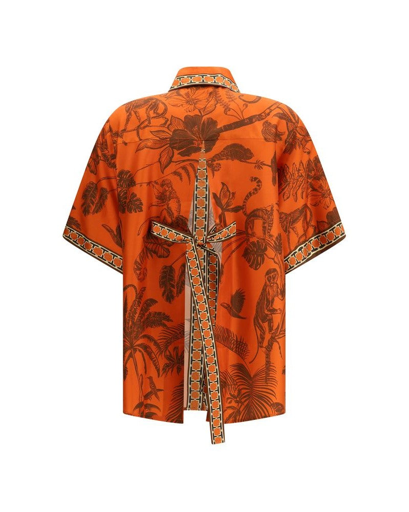 Alemais Orange Silk Pattern Shirt 