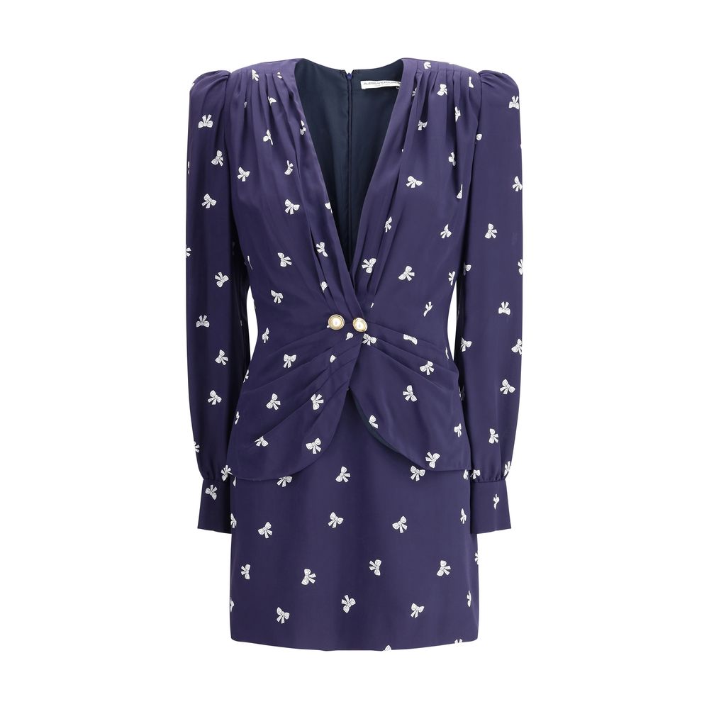 Alessandra Rich Bow Patterned Short Dress Glam Steals