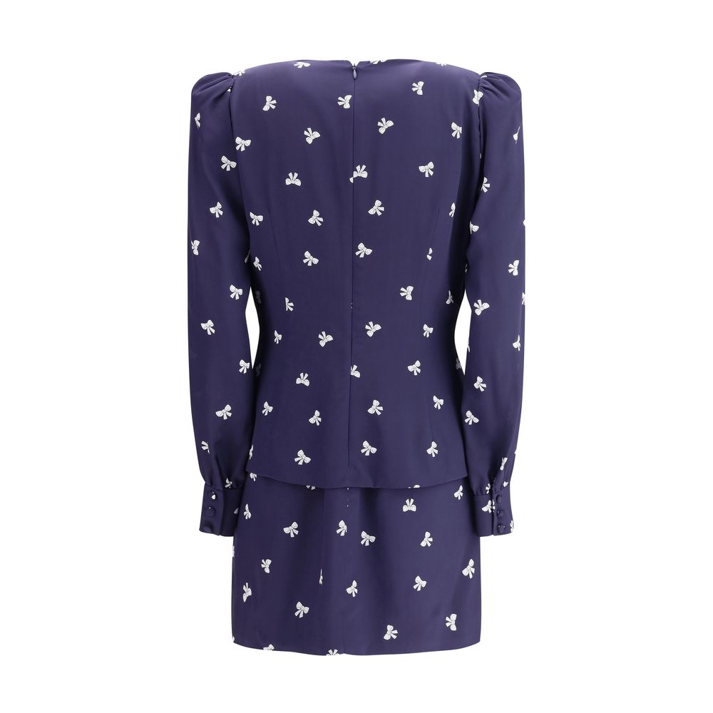 Alessandra Rich Bow Patterned Short Dress Glam Steals