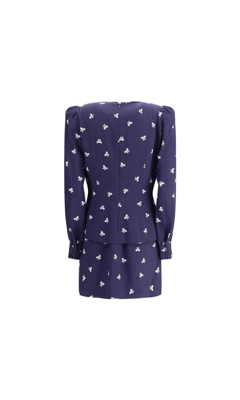 Alessandra Rich Bow Patterned Short Dress Glam Steals