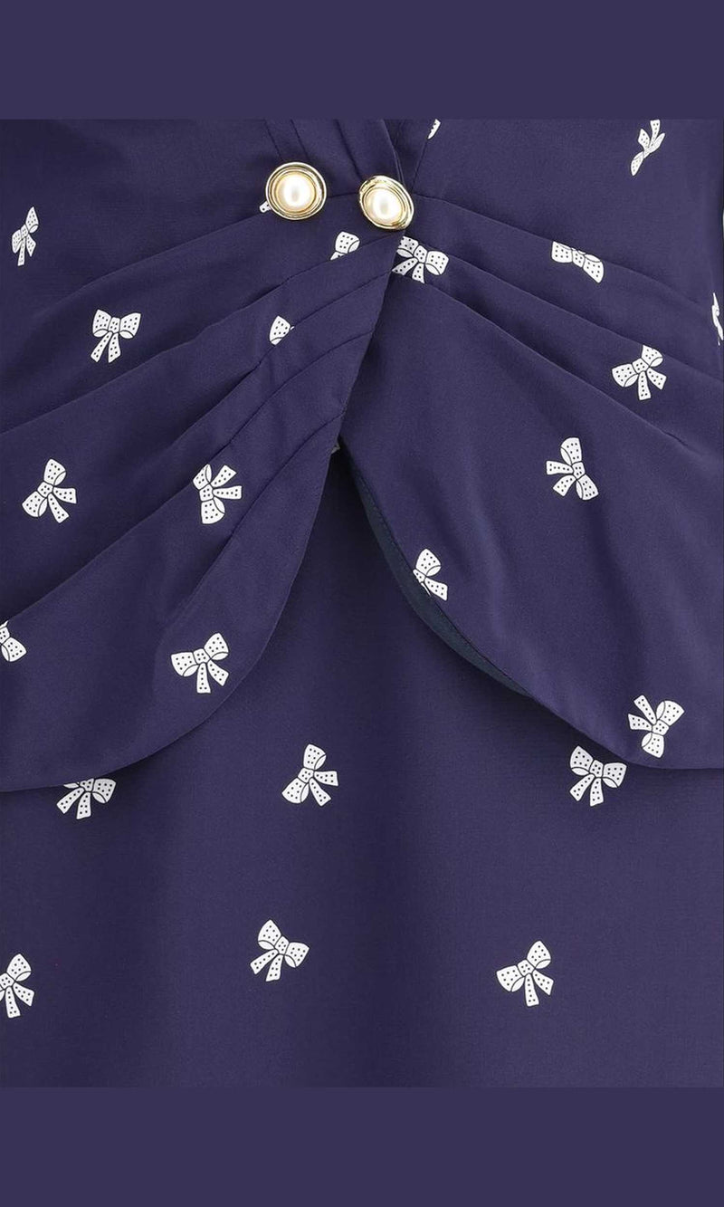 Alessandra Rich Bow Patterned Short Dress Glam Steals