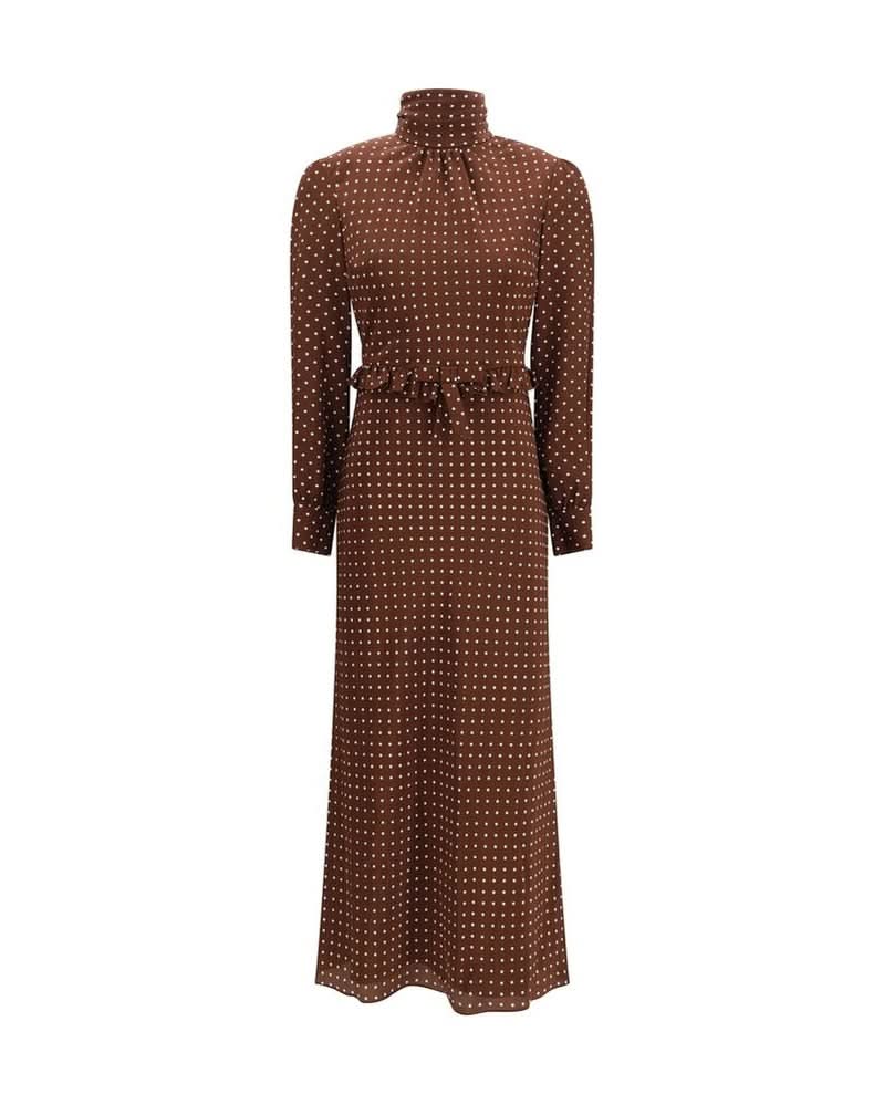 Alessandra Rich Brown Silk Casual Dress Glam Steals