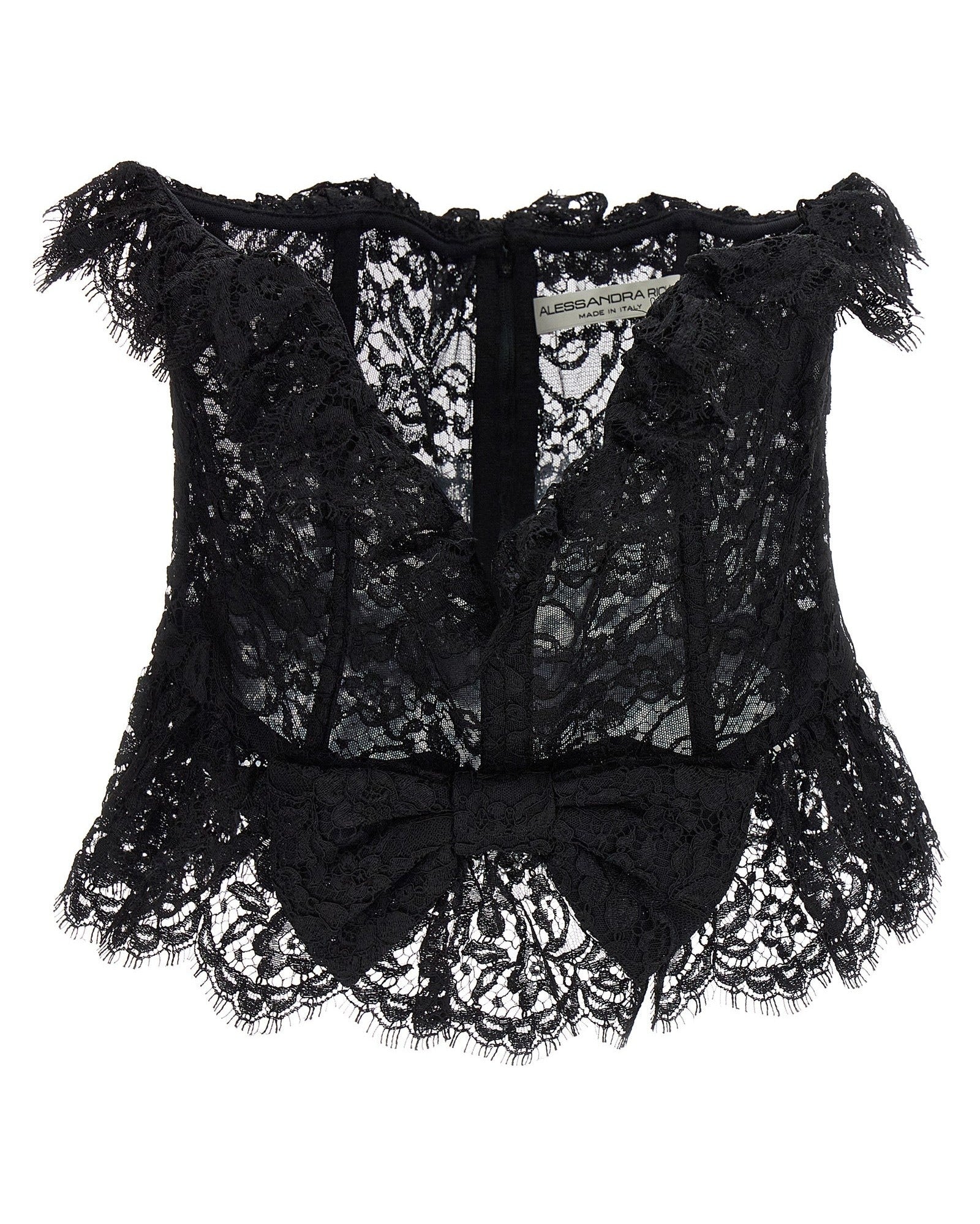 Alessandra Rich Lace Bow Bustier Top