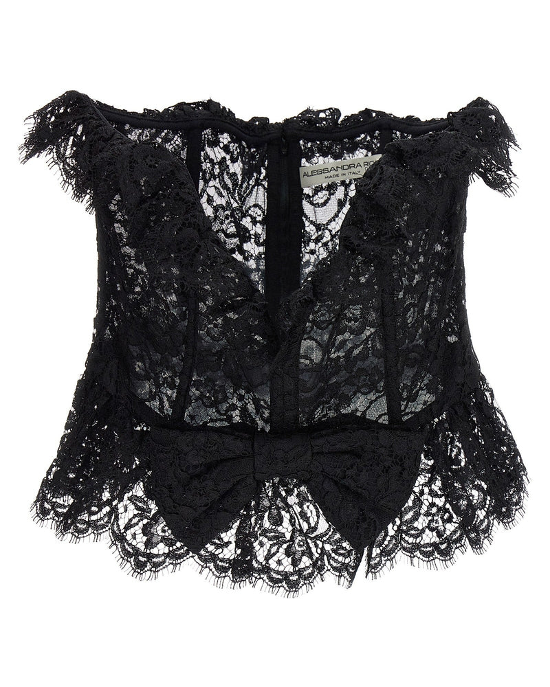 Alessandra Rich Lace Bow Bustier Top Glam Steals