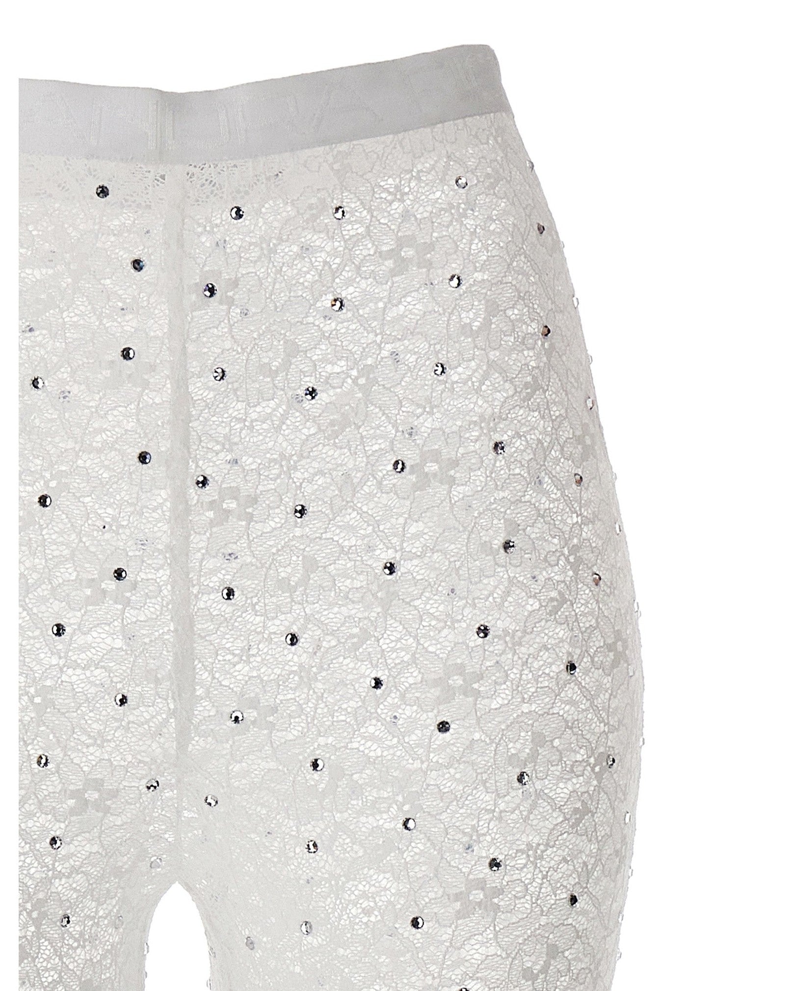 Alessandra Rich Lace Rhinestone Leggings Glam Steals