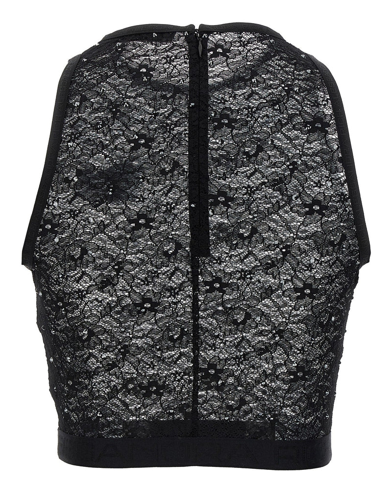 Alessandra Rich Lace Rhinestone Top Glam Steals