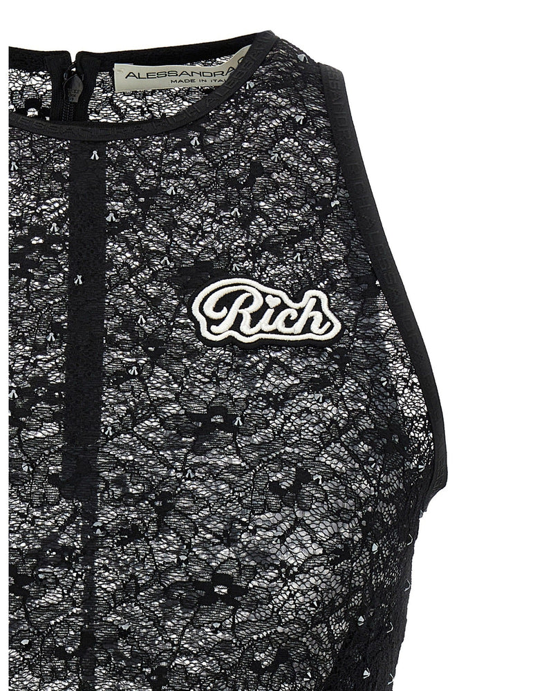 Alessandra Rich Lace Rhinestone Top Glam Steals
