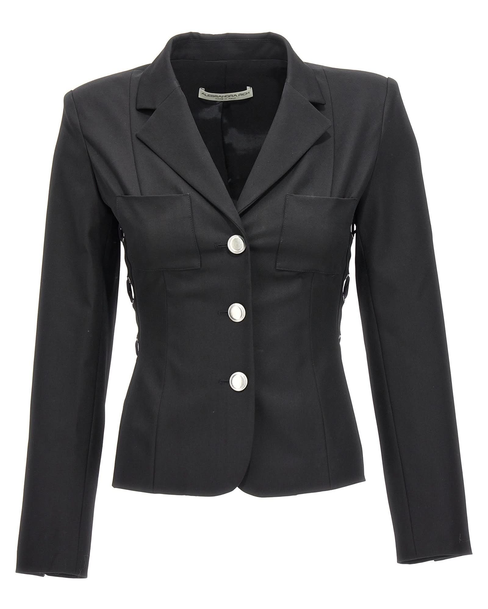 Alessandra Rich Lace Single Breast Up Blazer Jacket Glam Steals