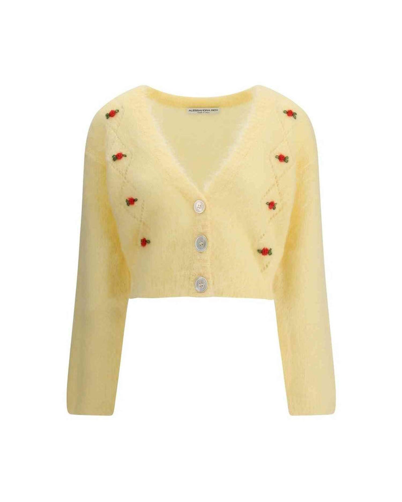 Alessandra Rich Mohair Cardigan with Embroidery Glam Steals