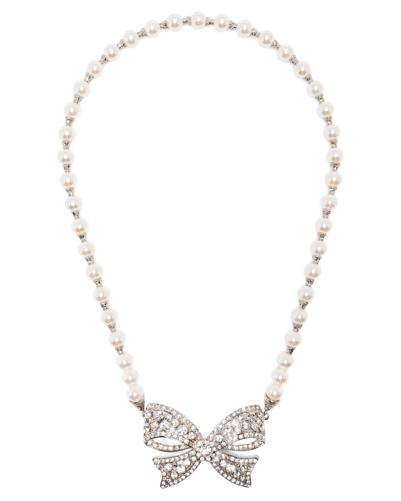 Alessandra Rich Pearl Bow Necklace Glam Steals