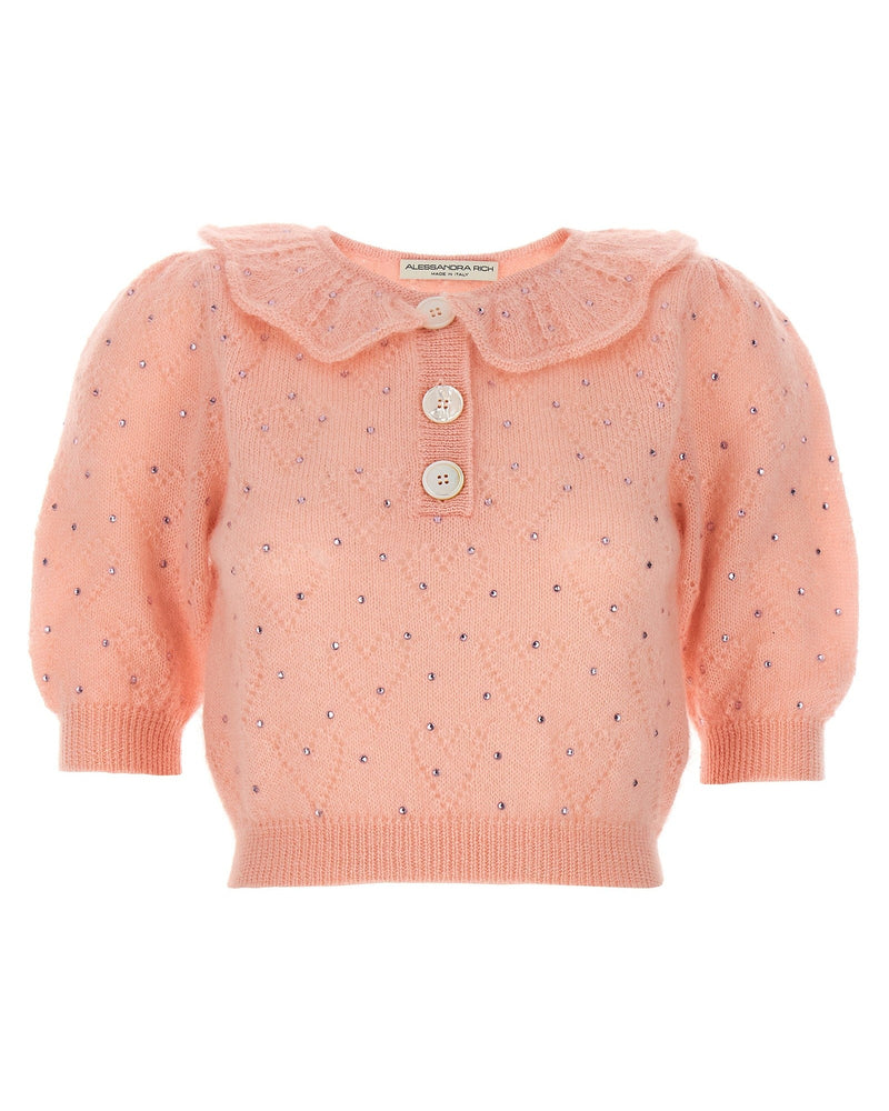 Alessandra Rich Rhinestone Sweater Glam Steals