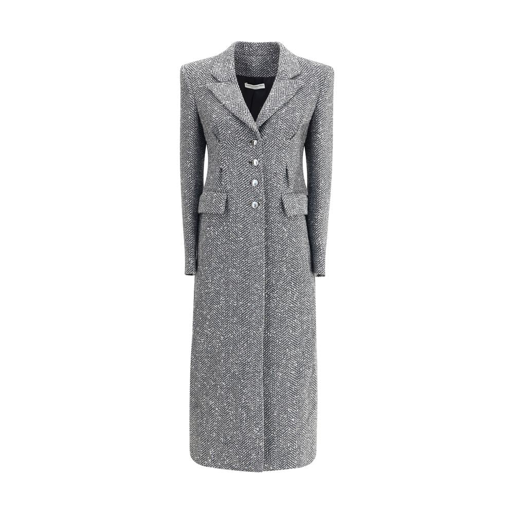 Alessandra Rich Tweed Long Coat Glam Steals