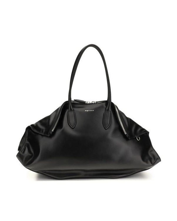 Alexander Mcqueen Black Calf Leather Bos Taurus Shoulder Bag