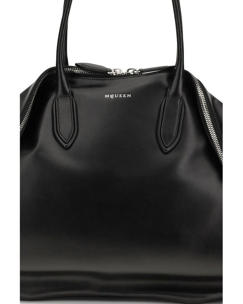 Alexander Mcqueen Black Calf Leather Bos Taurus Shoulder Bag Glam Steals