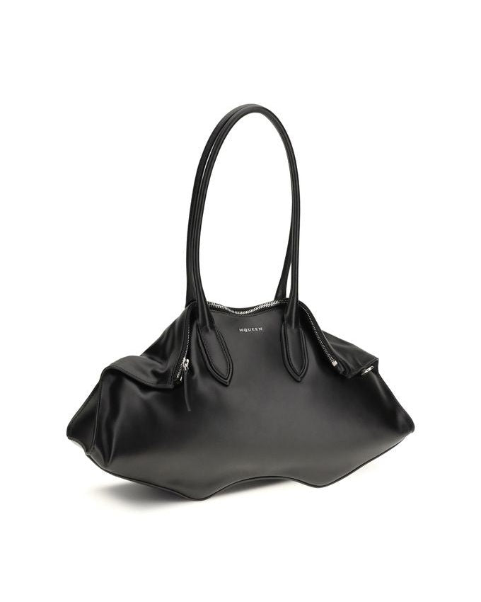 Alexander Mcqueen Black Calf Leather Bos Taurus Shoulder Bag Glam Steals