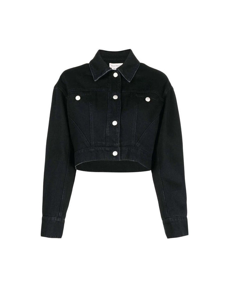 Alexander Mcqueen Black Cotton Denim Jacket Glam Steals