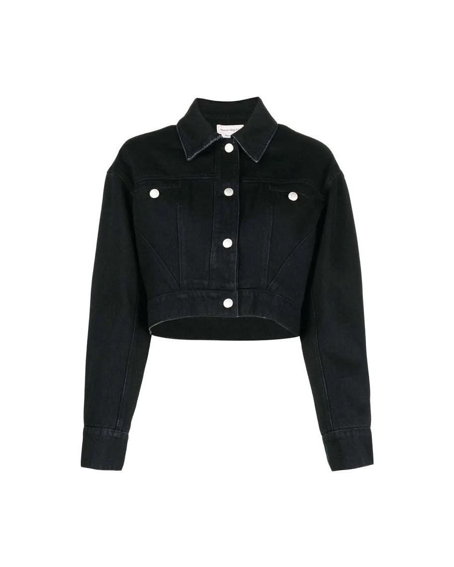 Alexander Mcqueen Black Cotton Denim Jacket Glam Steals