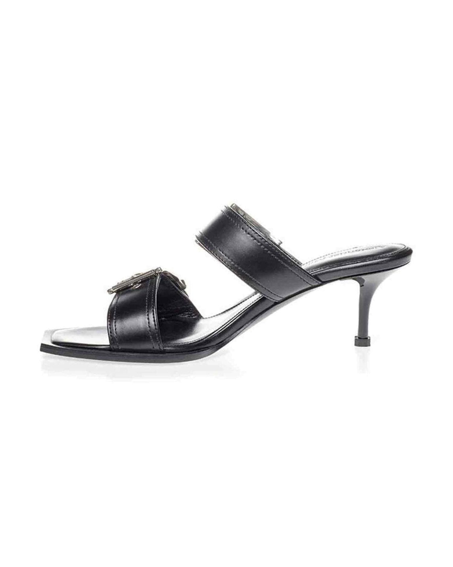 Alexander Mcqueen Elevate Your Steps In Timeless Leather Black Sandals Glam Steals