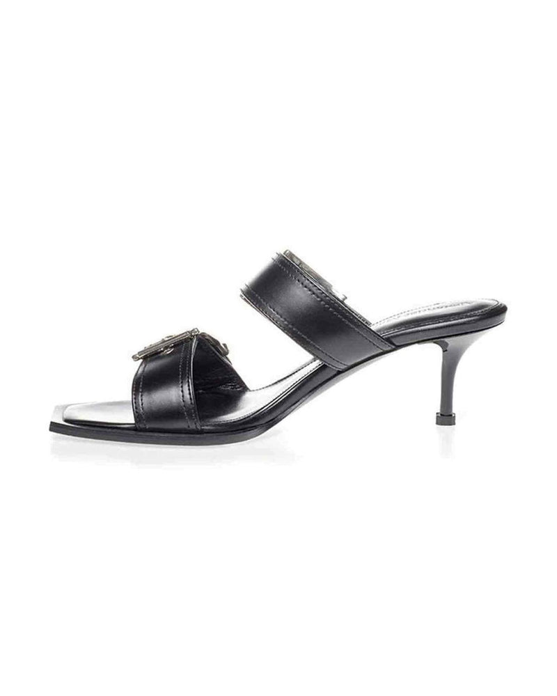 Alexander Mcqueen Elevate Your Steps In Timeless Leather Black Sandals Glam Steals