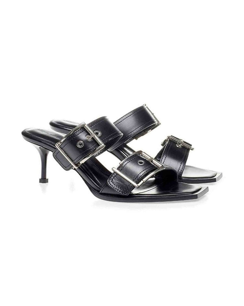 Alexander Mcqueen Elevate Your Steps In Timeless Leather Black Sandals Glam Steals