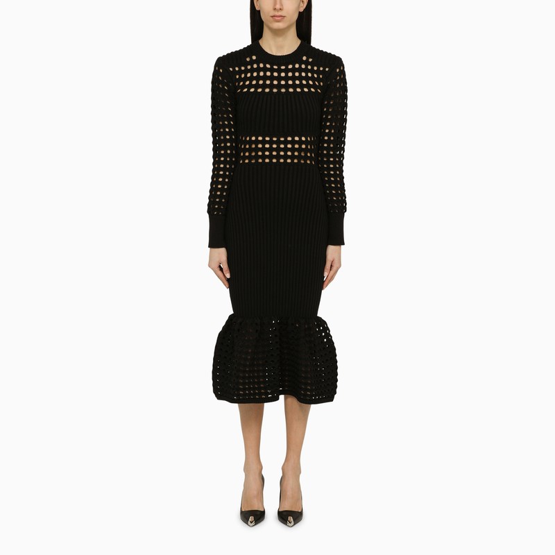 Alexander Mcqueen Black Knitted Midi Dress Glam Steals