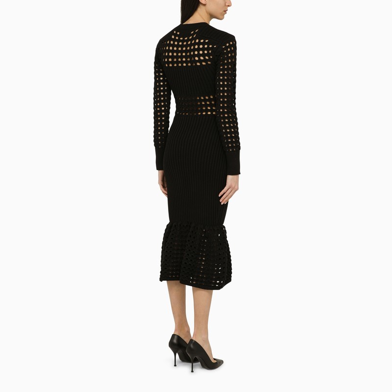 Alexander Mcqueen Black Knitted Midi Dress Glam Steals