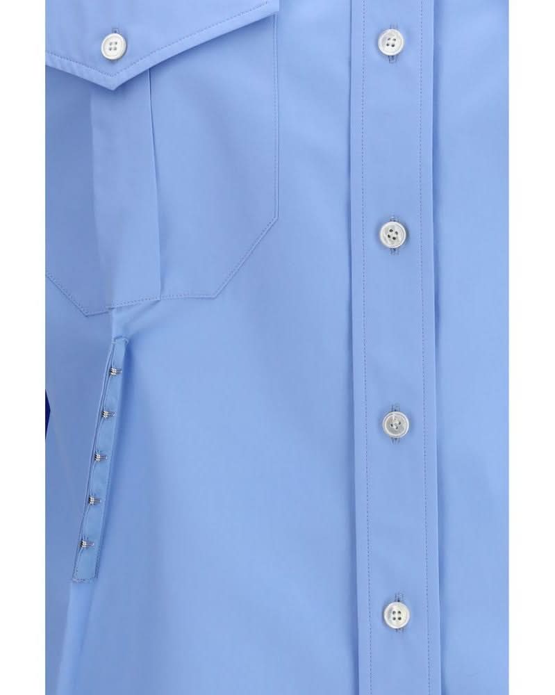 Alexander Mcqueen Blue Cotton Dress Shirt Glam Steals