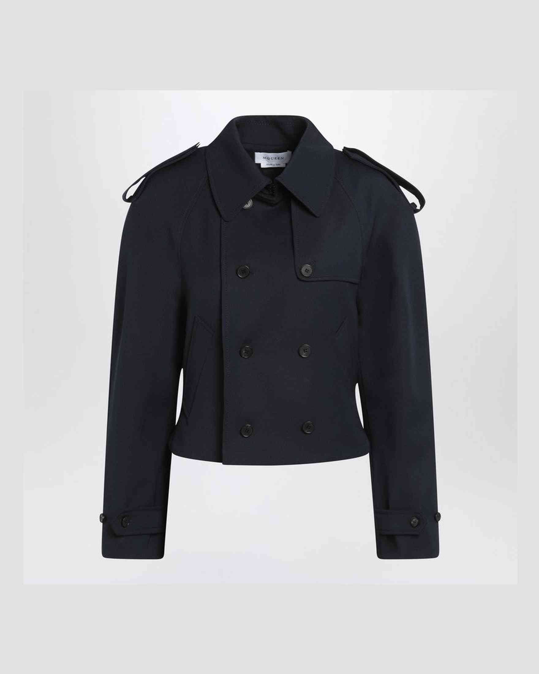 Alexander Mcqueen Blue Short Double Breasted Navy Jacket Glam Steals