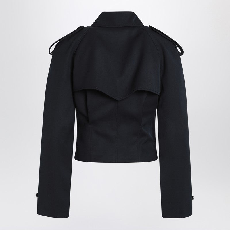 Alexander Mcqueen Blue Short Double Breasted Navy Jacket Glam Steals