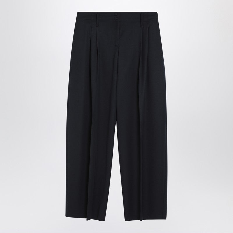 Alexander Mcqueen Blue Wool Wide Navy Trouser Glam Steals