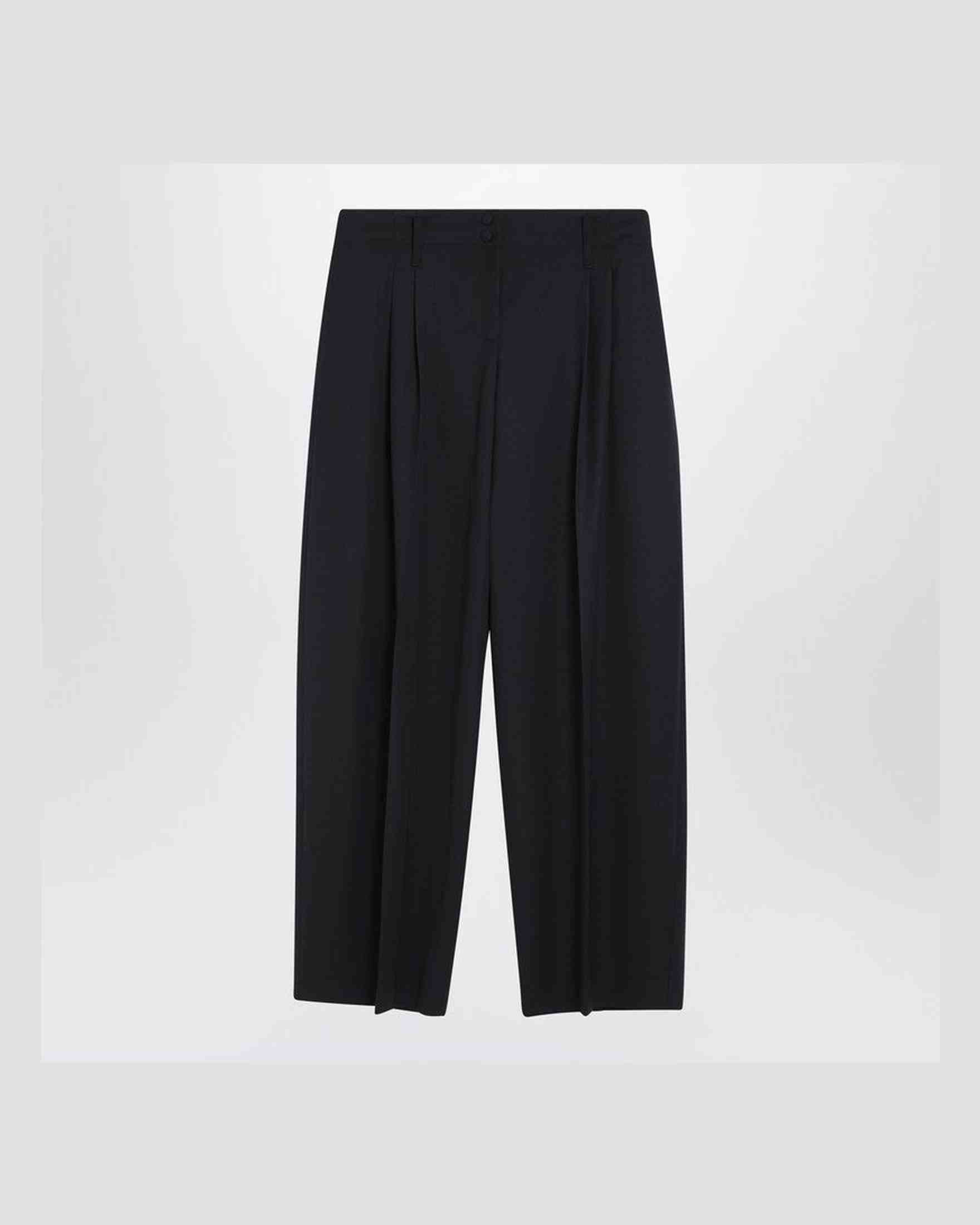 Alexander Mcqueen Blue Wool Wide Navy Trouser Glam Steals