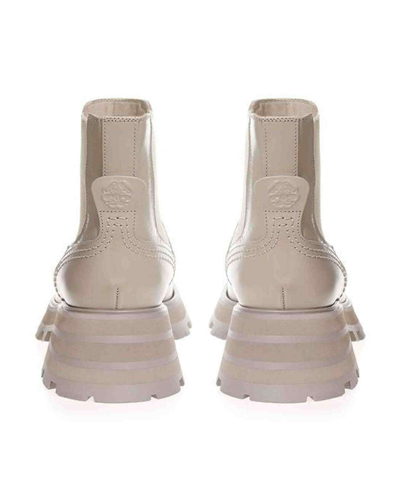 Alexander Mcqueen Gray Leather Chic Boots For Elegant Steps Boots
