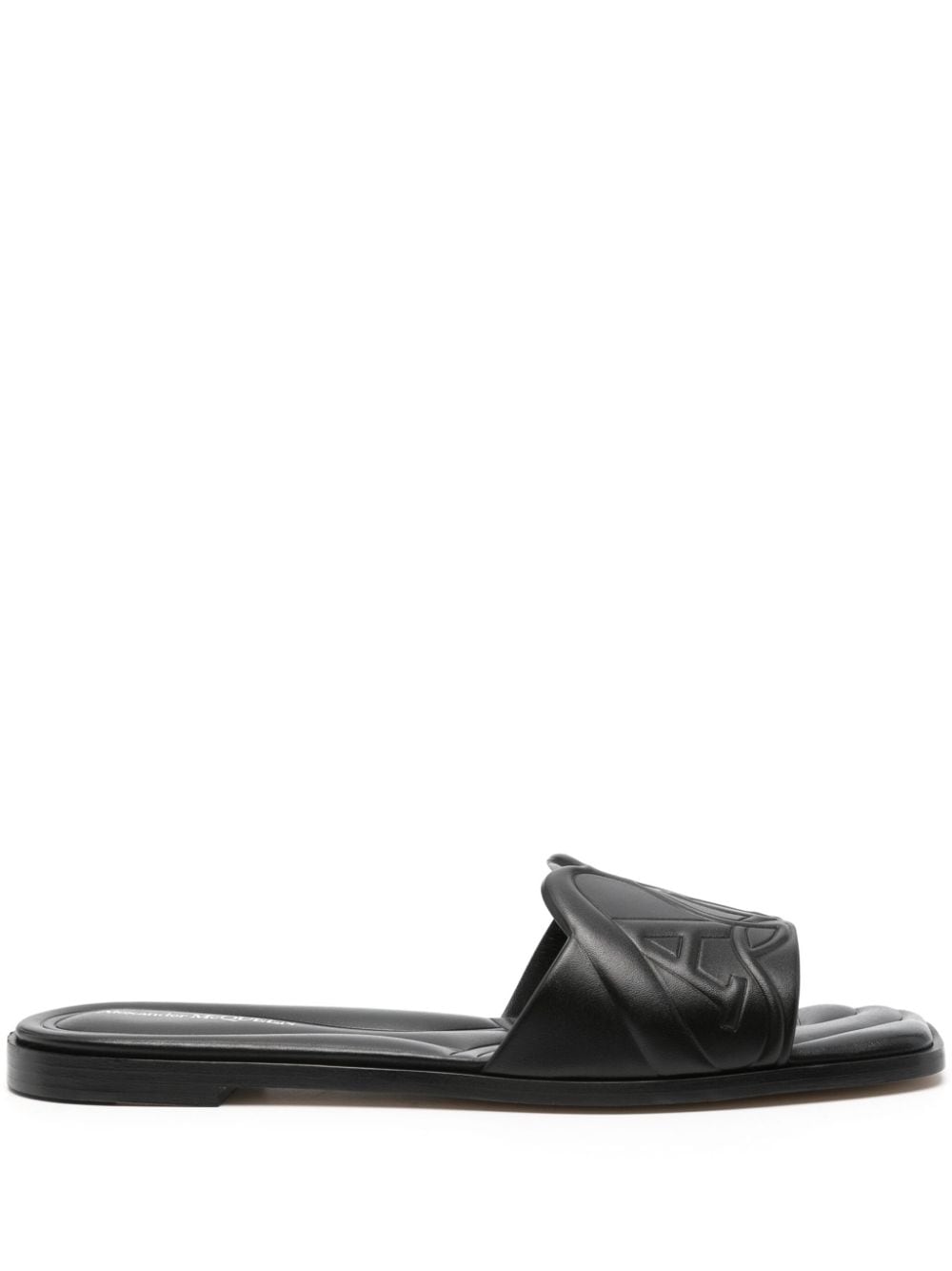 Alexander Mcqueen Leather Logo Embossed Sandals Glam Steals