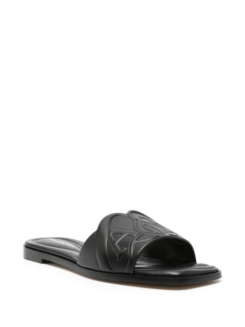 Alexander Mcqueen Leather Logo Embossed Sandals Glam Steals