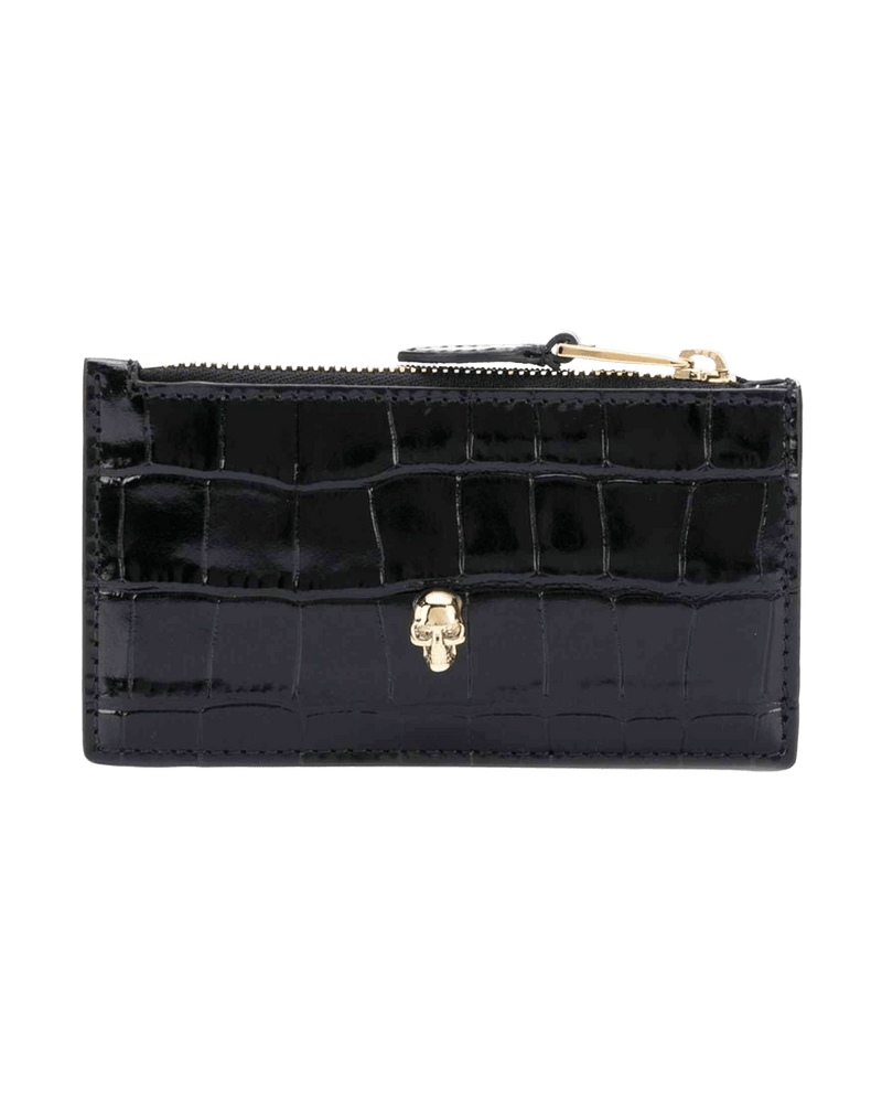 Alexander Mcqueen Leather Skull Zipped Card Case Glam Steals