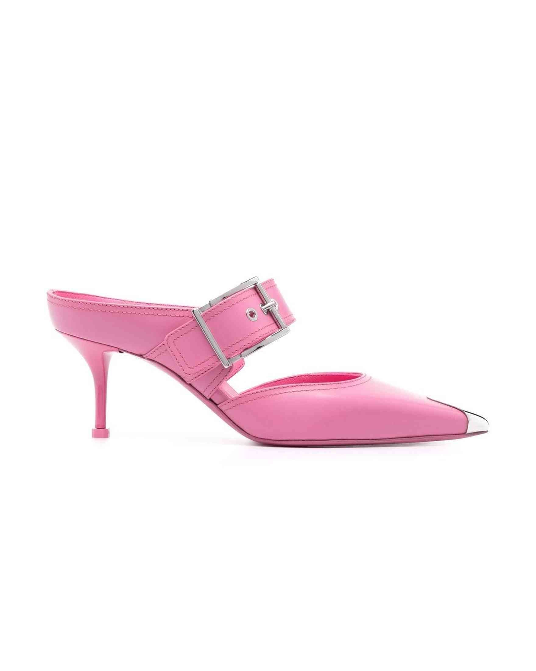Alexander Mcqueen Metallic 75mm Toe Cap Detail Mules Glam Steals