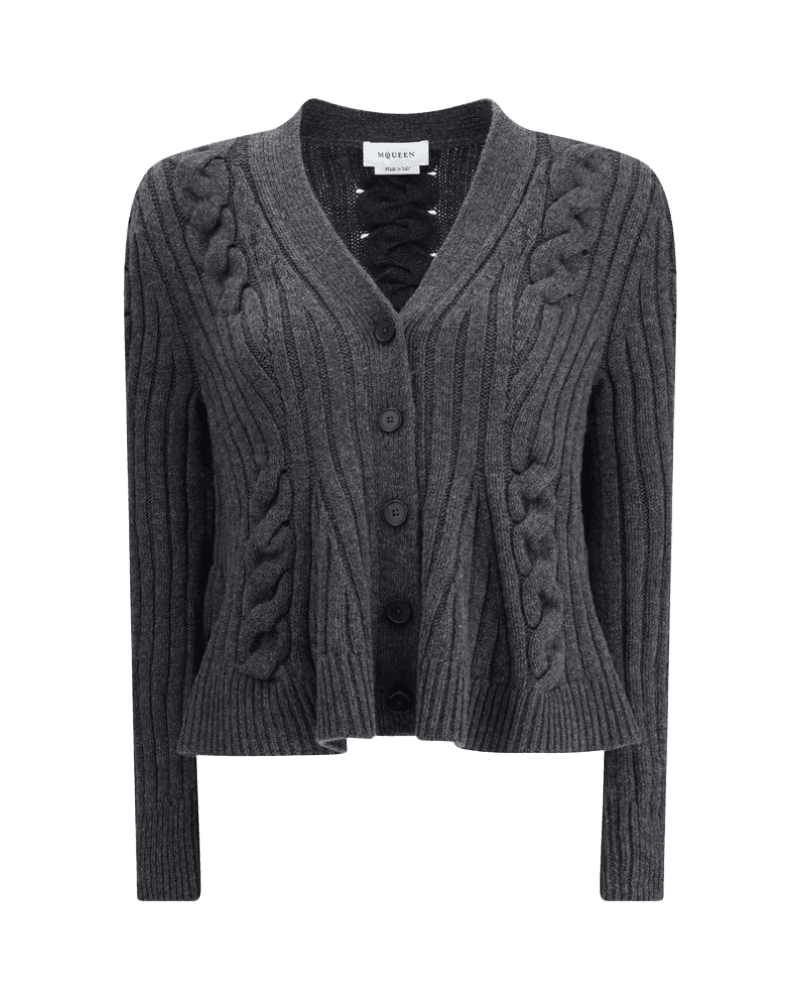 Alexander Mcqueen Peplum Cable Cardigan Glam Steals