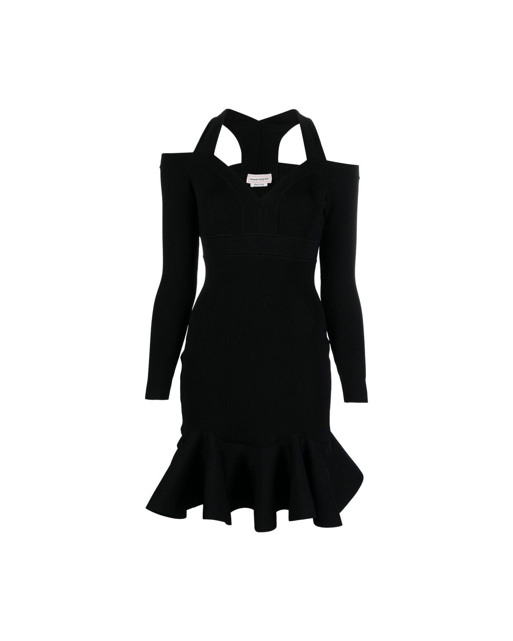 Alexander Mcqueen Short Knitted Dress with V Neck Glam Steals