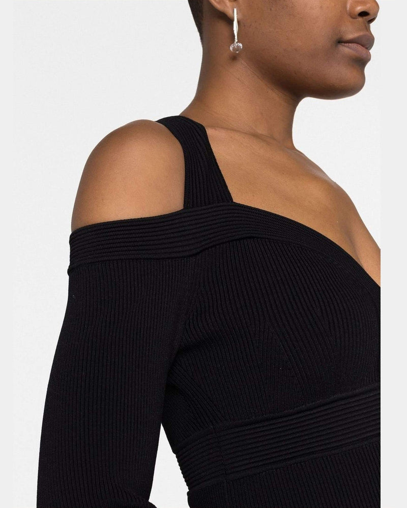 Alexander Mcqueen Short Knitted Dress with V Neck Glam Steals