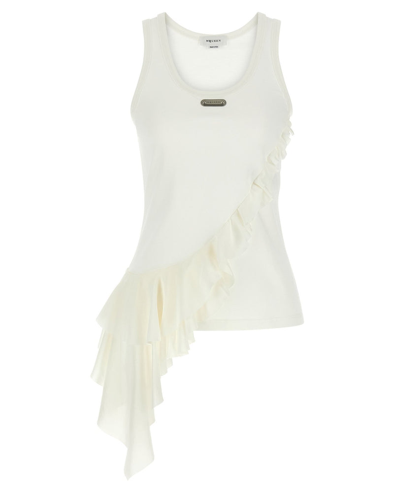 Alexander Mcqueen Silk Ruffle Tank Top Glam Steals