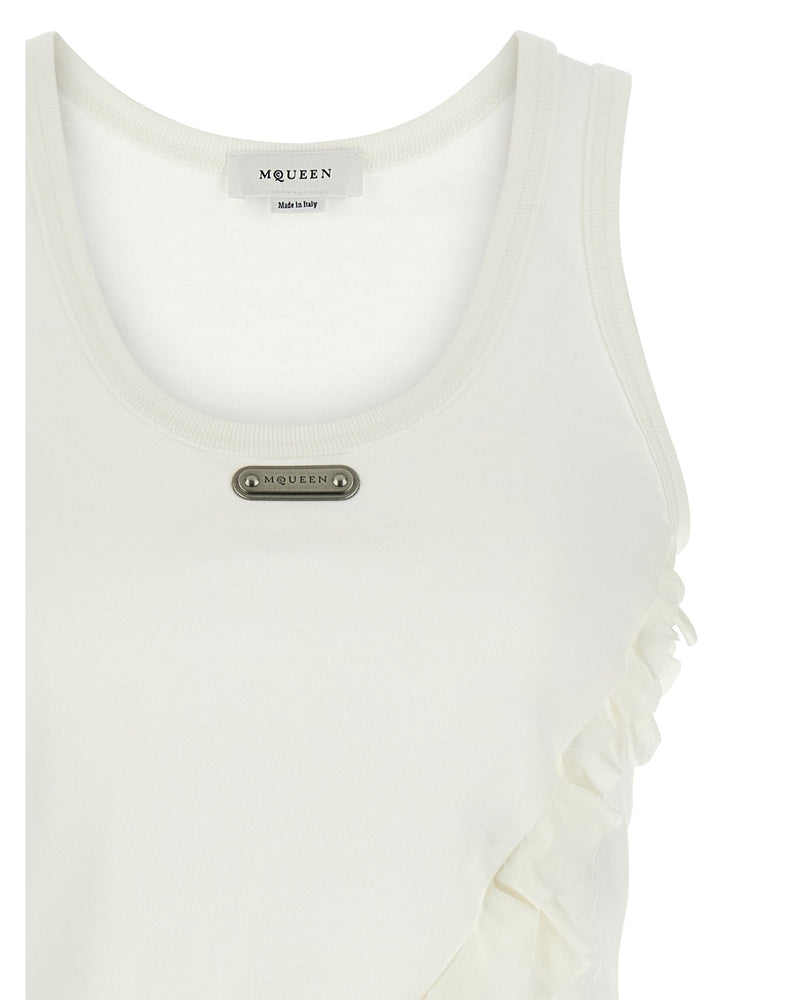 Alexander Mcqueen Silk Ruffle Tank Top Glam Steals