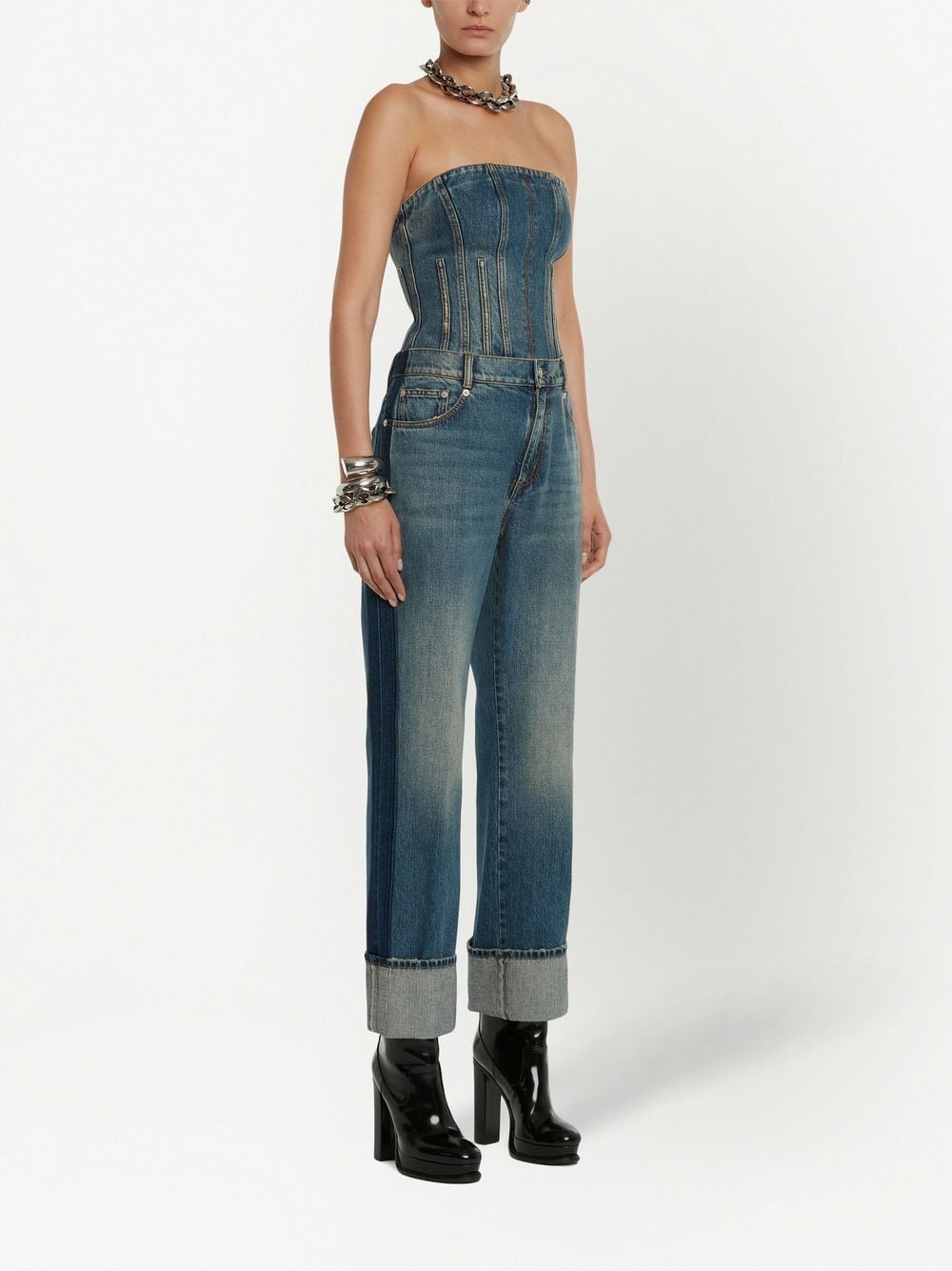 Alexander Mcqueen Turn Up Hem Straight Leg Jeans Glam Steals